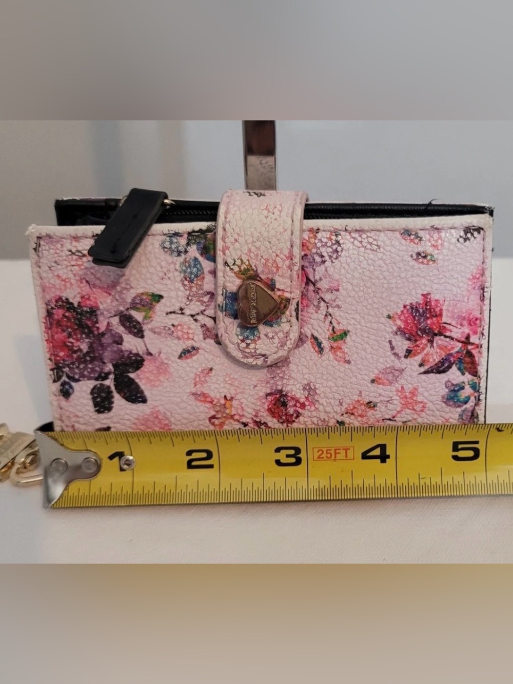 Betsey Johnson Floral Pink Women's Wallet Clutch with Heart Detail - Picture 15 of 16